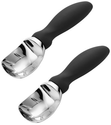 Picture of Spring Chef Ice Cream Scoop with Soft Grip Handle, Professional Heavy Duty Sturdy Scooper, Premium Kitchen Tool for Cookie Dough, Gelato, Sorbet, Black, 2 Pack