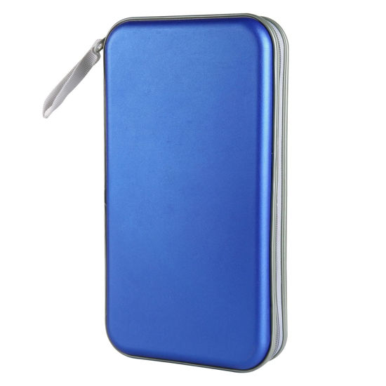 Picture of Siveit CD Case, DVD Case Holder 96 Capacity Hard Plastic CD DVD Disc Cases Storage Binder Wallet for Car Home Office Travel (Blue)