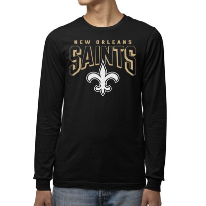Picture of Junk Food Clothing x NFL - New Orleans Saints - Bold Logo - Unisex Adult Long Sleeve T-Shirt for Men and Women, Black,X-Large