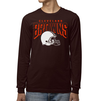 Picture of Junk Food Clothing x NFL - Cleveland Browns - Bold Logo - Unisex Adult Long Sleeve T-Shirt for Men and Women - Size XX-Large