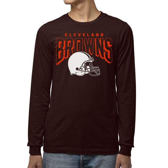 Picture of Junk Food Clothing x NFL - Cleveland Browns - Bold Logo - Unisex Adult Long Sleeve T-Shirt for Men and Women - Size XX-Large