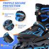 Picture of 2PM SPORTS Vinal Boys Adjustable Flashing Inline Skates, All Wheels Light Up, Fun Illuminating Skates for Kids and Men- Azure Small (11C-13C US)