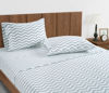 Picture of LANE LINEN 100% Organic Cotton Twin Sheets Set 3-Piece Pure Percale Long Staple Soft Bedding Breathable Fits Mattress Upto 15" Deep - Cool Blue Chevron