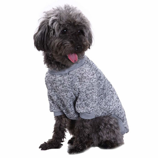 Picture of Jecikelon Dog Clothes Dogs Sweater Soft Puppies Clothing Winter Puppy Sweaters Warm Outfit for Dogs Small XXS XS Cat Apparel (Grey, XXS)