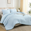 Picture of Litanika Comforters Light Blue Queen Size, 3 Pieces Lightweight Solid Bedding Comforter Set, All Season Fluffy Bed Set (90x90In Comforter & 2 Pillowcases)
