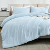 Picture of Litanika Comforters Light Blue Queen Size, 3 Pieces Lightweight Solid Bedding Comforter Set, All Season Fluffy Bed Set (90x90In Comforter & 2 Pillowcases)