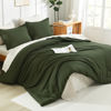 Picture of Litanika Dark Olive Green Twin/Twin XL Comforter Set, 2 Pieces Solid Bedding Comforter Set, All Season Fluffy Bed Set (66x90In Comforter & 1 Pillowcase)