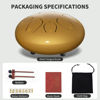 Picture of Rain Drum for Outside Garden, 6 Inches 8 Notes Steel Tongue Chakra Drum, Waterproof Rain Chime Meditation Drum, Musical Instruments for Adult Gift with Drum Bag, Music Book, Drum Mallets (Gold)