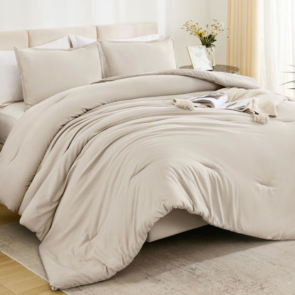 Picture of Litanika Comforters Tannish Grey Twin Size, 2 Pieces Lightweight Solid Bedding Set & Collections, All Season Fluffy Bed Set (66x90In Comforter & 1 Pillowcase)