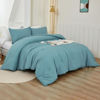 Picture of Litanika Oversized King Comforters Grayish Teal Super King Plus Size, 3 Pieces Lightweight Solid Bedding Comforter Set, All Season Fluffy Bed Set (128x120In Comforter & 2 Pillowcases)