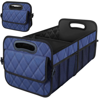 Picture of Deosk Car Trunk Organzier and Storage with 6 Big Pocket,Car Accessories for Women/Men 70L Waterproof Polyester Trunk Organzier for Car/SUV/Minivan/Truck(Large, Navy Blue)