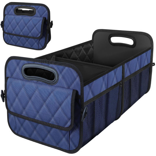 Picture of Deosk Car Trunk Organzier and Storage with 6 Big Pocket,Car Accessories for Women/Men 70L Waterproof Polyester Trunk Organzier for Car/SUV/Minivan/Truck(Large, Navy Blue)