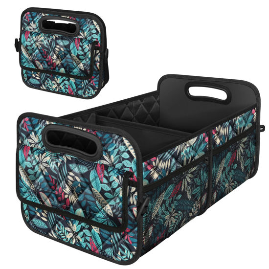 Picture of Deosk Car Trunk Organzier for suv,Car Organziers and Storage with 6 Big Pocket,Car Accessories Women/Men 50L Waterproof Polyester Car/SUV/Minivan/Truck(Medium, Leaves)
