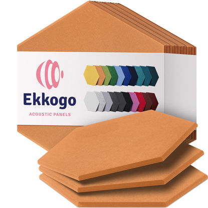 Picture of Ekkogo Acoustic Panels 12-Pack Soundproof Wall Panels 12''X10''X0.4'' Sound Panels High Density Sound Dampening Panels - [70'S Orange Hexagon]