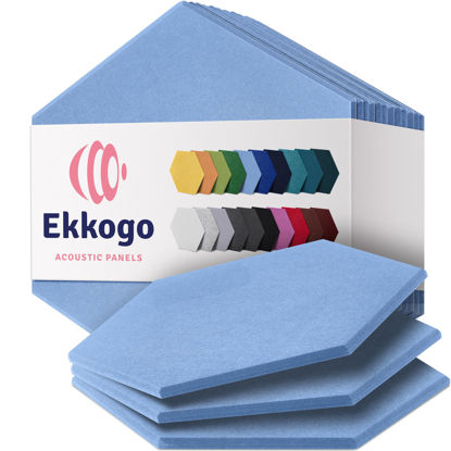 Picture of Ekkogo Acoustic Panels 12-Pack Soundproof Wall Panels 14''X13''X0.4'' Sound Panels High Density Sound Dampening Panels - [Sky Blue Hexagon]