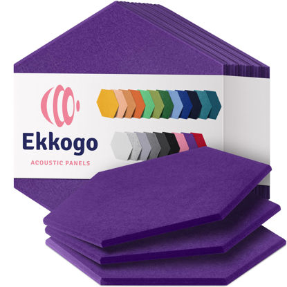Picture of Ekkogo Acoustic Panels 12-Pack Soundproof Wall Panels 14''X13''X0.4'' Sound Panels High Density Sound Dampening Panels - [Midnight Purple Hexagon]