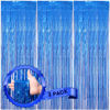 Picture of Voircoloria 3 Pack 3.3 x 8.2 ft Laser Blue Foil Fringe Backdrop Curtains, Tinsel Streamers Birthday Party Decorations, Fringe Backdrop for Graduation, Baby Shower, Gender Reveal, Disco Party