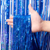 Picture of Voircoloria 3 Pack 3.3 x 8.2 ft Laser Blue Foil Fringe Backdrop Curtains, Tinsel Streamers Birthday Party Decorations, Fringe Backdrop for Graduation, Baby Shower, Gender Reveal, Disco Party