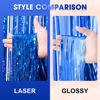 Picture of Voircoloria 3 Pack 3.3 x 8.2 ft Laser Blue Foil Fringe Backdrop Curtains, Tinsel Streamers Birthday Party Decorations, Fringe Backdrop for Graduation, Baby Shower, Gender Reveal, Disco Party