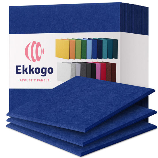 Picture of Ekkogo Acoustic Panels 12-Pack Soundproof Wall Panels 12''X12''X0.4'' Sound Panels High Density Sound Dampening Panels - [Admiral Blue Square]