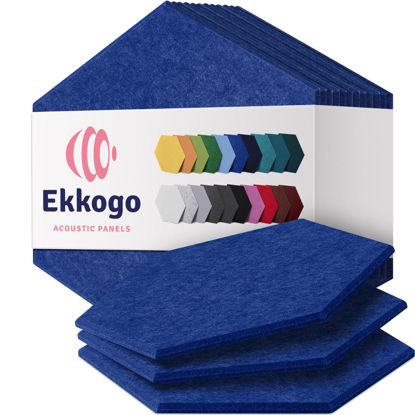 Picture of Ekkogo Acoustic Panels 12-Pack Soundproof Wall Panels 12''X10''X0.4'' Sound Panels High Density Sound Dampening Panels - [Admiral Blue Hexagon]