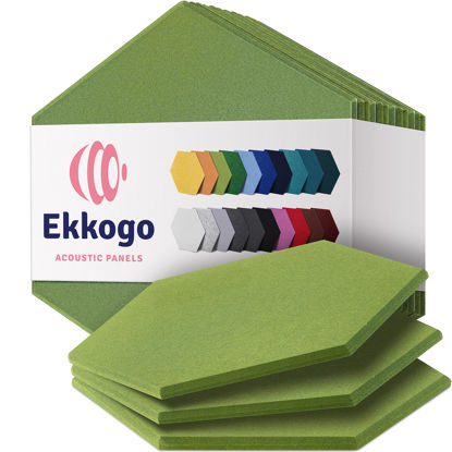 Picture of Ekkogo Acoustic Panels 12-Pack Soundproof Wall Panels 14''X13''X0.4'' Sound Panels High Density Sound Dampening Panels - [Gin Green Hexagon]
