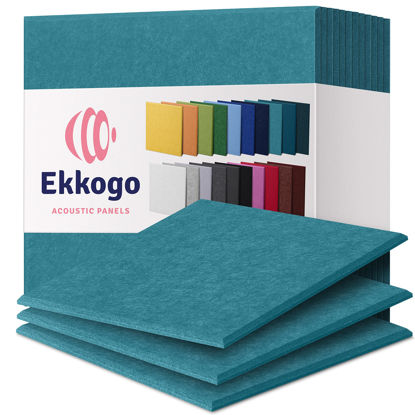 Picture of Ekkogo Acoustic Panels 12-Pack Soundproof Wall Panels 12''X12''X0.4'' Sound Panels High Density Sound Dampening Panels - [Light Turquoise Square]