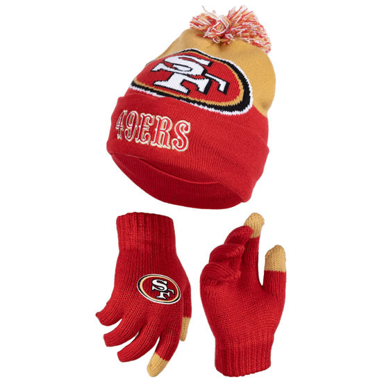Picture of Ultra Game Standard Super Soft Winter Beanie Knit Hat with Extra Warm Touch Screen Gloves, Team Color 2, One Size