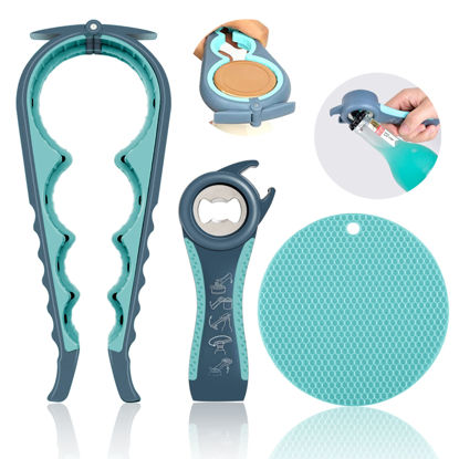 Picture of Jar Opener for Weak Hands, Seniors with Arthritis, 5 in 1 Multi Function Bottle Opener Lid Opener For Arthritic Hands with Non Slip Rubber Jar opener Gripper Pad