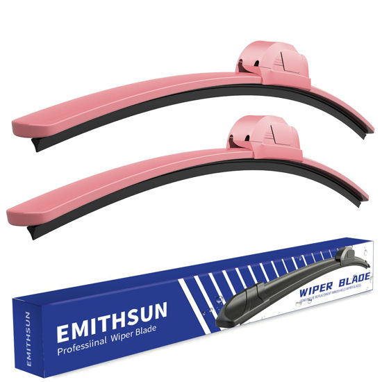 Picture of EMITHSUN OEM QUALITY 26" + 18" Premium All-Seasons Durable Stable And Quiet Sakura Pink Windshield Wiper Blades (Set of 2)