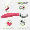 Picture of Spring Chef Pink Heavy Duty Ice Cream Scoop with Soft Grip Handle, Professional Ice Cream Scooper, Metal Icecream Spoon for Cookie Dough, Frozen Yoghurt, Gelato, Melon - Dishwasher Safe Kitchen Tool