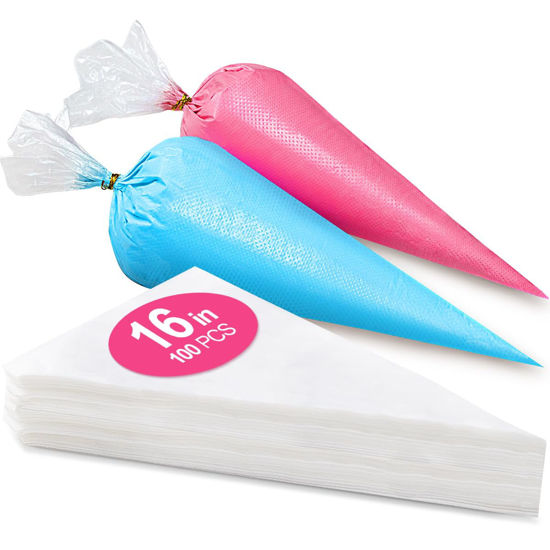 Picture of 16 Inch Piping Bags Disposable, 100Pcs Large Pastry Bags, Frosting Bags, Cake Decorating Bags, Decorating Bags Large Piping Bags, Decorating Bags