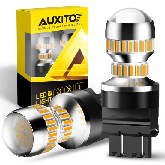 Picture of AUXITO LED Turn Signal Bulb 3157 LED Bulbs Amber Yellow 400% Brighter 3156 3457A 4057 4157 LED Bulb for Front Rear Turn Signal Light Blinker DRL Marker Parking Lights, Pack of 2