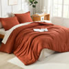 Picture of Litanika Burnt Orange Queen Size Bed Comforter Set, 3 Pieces Terracotta Fall Lightweight Solid Bedding Comforter Set, All Season Microfiber Down Alternative Comforter (1 Comforter, 2 Pillowcases)