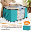 Picture of Fab totes 8 Pack Clothes Storage, Foldable Thick Fabric Blanket Storage Bags, Storage Containers for Organizing Bedroom, Closet, Clothing, Comforter, Organization and Storage with Handle,Green