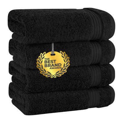 Picture of Cotton Paradise Hand Towels for Bathroom, 100% Cotton Turkish 4 Piece Hand Towel Set, Soft Absorbent Face Towels Clearance Set, Black Hand Towels