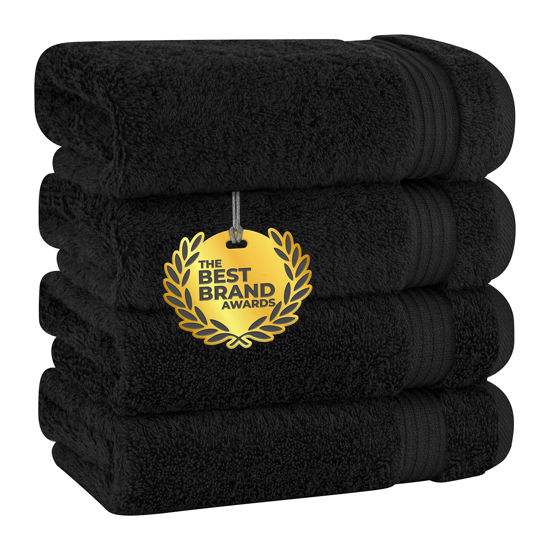 Picture of Cotton Paradise Hand Towels for Bathroom, 100% Cotton Turkish 4 Piece Hand Towel Set, Soft Absorbent Face Towels Clearance Set, Black Hand Towels