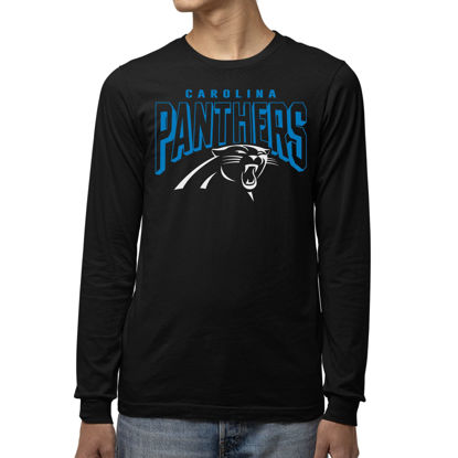 Picture of Junk Food Clothing x NFL - Carolina Panthers - Bold Logo - Unisex Adult Long Sleeve T-Shirt for Men and Women - Size XX-Large