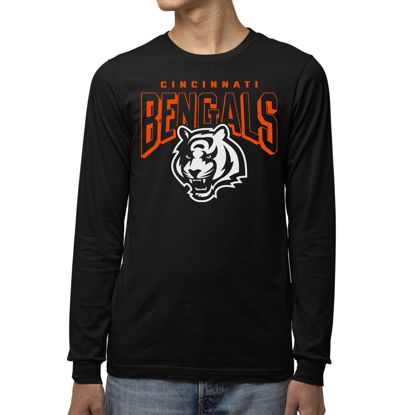 Picture of Junk Food Clothing x NFL - Cincinnati Bengals - Bold Logo - Unisex Adult Long Sleeve T-Shirt for Men and Women - Size Small