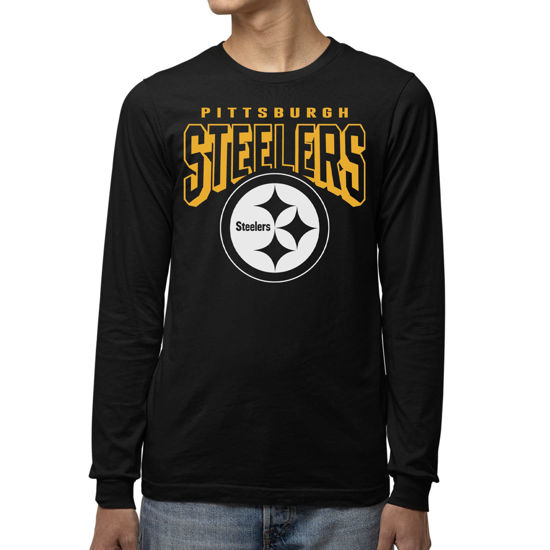 Picture of Junk Food Clothing x NFL - Pittsburgh Steelers - Bold Logo - Unisex Adult Long Sleeve T-Shirt for Men and Women - Size Large