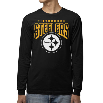 Picture of Junk Food Clothing x NFL - Pittsburgh Steelers - Bold Logo - Unisex Adult Long Sleeve T-Shirt for Men and Women - Size X-Large