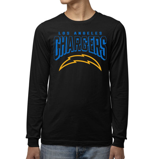 Picture of Junk Food Clothing x NFL - Los Angeles Chargers - Bold Logo - Unisex Adult Long Sleeve T-Shirt for Men and Women - Size Small