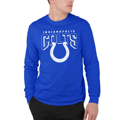 Picture of Junk Food Clothing x NFL - Indianapolis Colts - Bold Logo - Unisex Adult Long Sleeve T-Shirt for Men and Women - Size X-Large