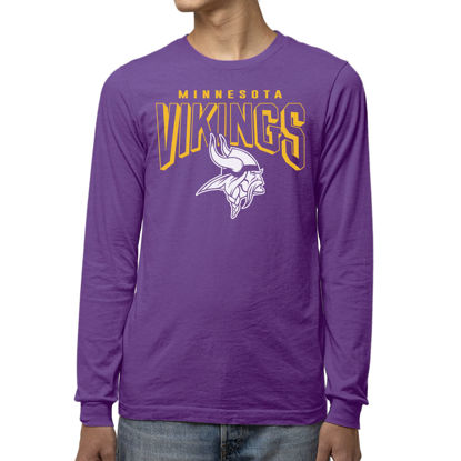 Picture of Junk Food Clothing x NFL - Minnesota Vikings - Bold Logo - Unisex Adult Long Sleeve T-Shirt for Men and Women - Size Small