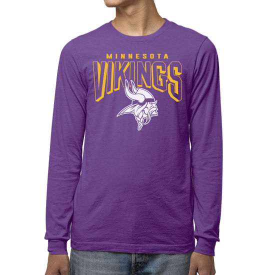 Picture of Junk Food Clothing x NFL - Minnesota Vikings - Bold Logo - Unisex Adult Long Sleeve T-Shirt for Men and Women - Size Medium