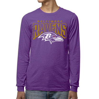 Picture of Junk Food Clothing x NFL - Baltimore Ravens - Bold Logo - Unisex Adult Long Sleeve T-Shirt for Men and Women - Size Large