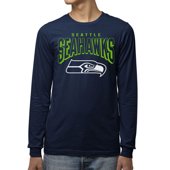 Picture of Junk Food Clothing x NFL - Seattle Seahawks - Bold Logo - Unisex Adult Long Sleeve T-Shirt for Men and Women - Size Medium