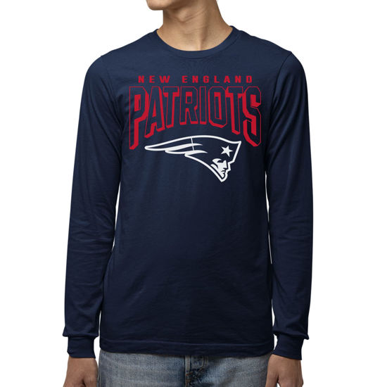 Picture of Junk Food Clothing x NFL - New England Patriots - Bold Logo - Unisex Adult Long Sleeve T-Shirt for Men and Women - Size Small