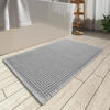 Picture of AMOAMI Upgraded Waffle Bath Mat, Super Absorbent Non Slip Bath Mats for Bathroom Floor, Machine Washable Bathroom Rugs with Tassels, Rubber Backed Bathroom Mats, Ultra Soft, 18" x 30", Grey