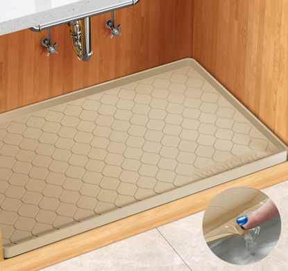 Picture of Winisok Waterproof Under Sink Mat 34" x 22" Cabinet Liner for Kitchen and Bathroom, Shelf and Counter Protector, Organizers and Storage, Silicone Drip Tray, Gadgets and Accessories
